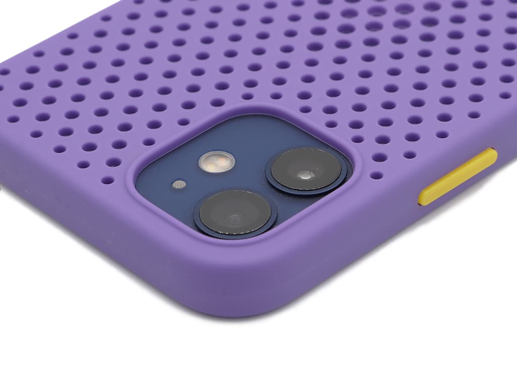 Děrovaný, gumový kryt na iPhone 12 Mini - Fialový - 5